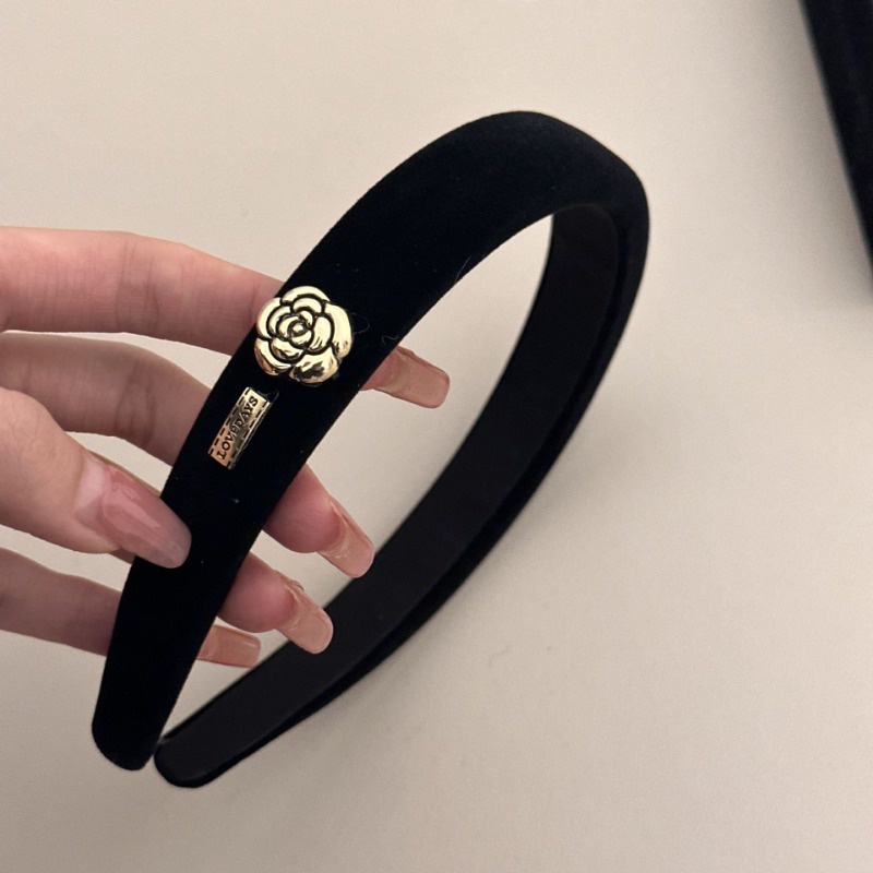 Băng Đô Cài Tóc Bằng Xốp Và Nhung Màu Đỏ Hoa Trà Thời Trang retro