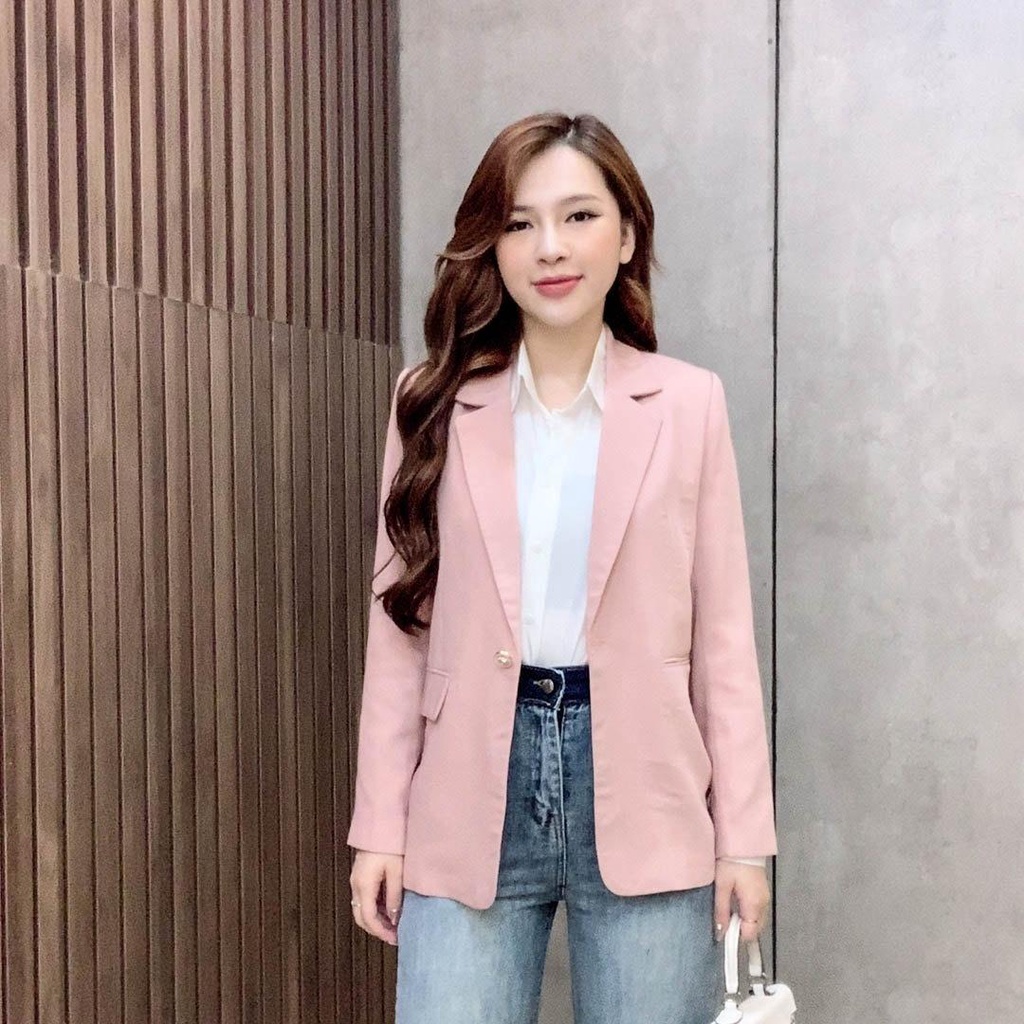 Áo Blazer Màu Hồng Chất Chéo Tuyết Cực Xinh Thời Trang Thiết Kế Liin Clothing - VED089SPI-F23