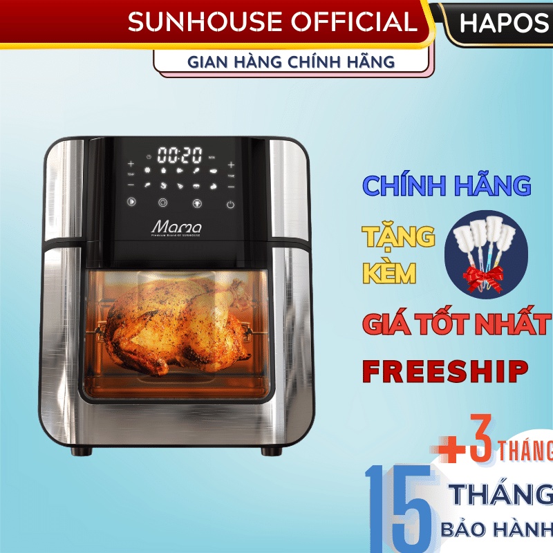 Nồi chiên không dầu Sunhouse Mama 15 Lít Chính hãng, nhiều phụ kiện SHD4088 thay lò nướng đa năng - HAPOS OFFICIAL
