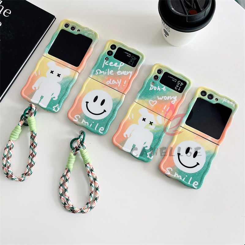 Ốp Điện Thoại tpu Silicon Mềm Họa Tiết Hoạt Hình Có Dây Đeo Cho samsung galaxy z flip 5 z flip 4 flip 3 4 5