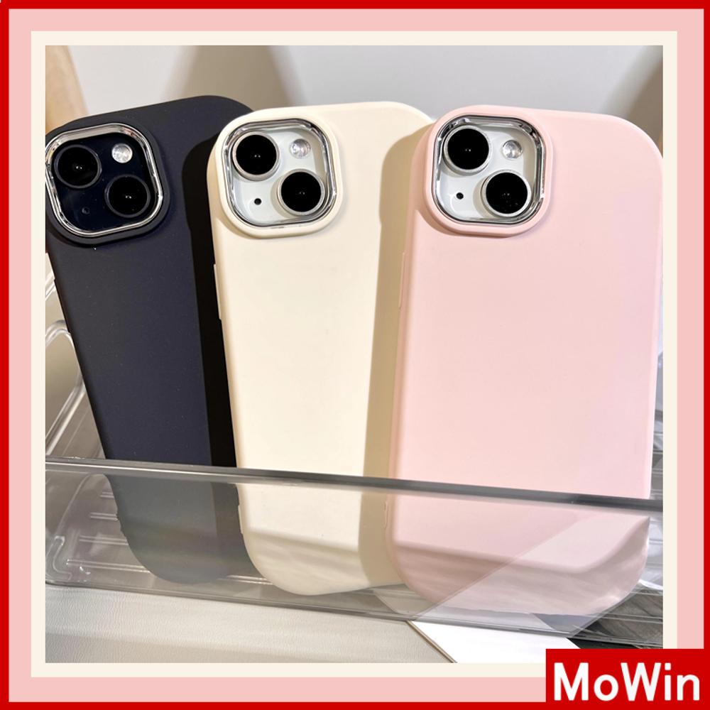 Mowin - Ốp lưng Ốp điện thoại Ốp iphone 15 pro max Ốp iPhone Chống Vân Tay TPU Mềm Kim Loại Khung Máy Mạ Điện Đơn Giản Đen Trắng Hồng Tương Thích Với iPhone 14 13 12 11 Pro Max XR XS 7Plus