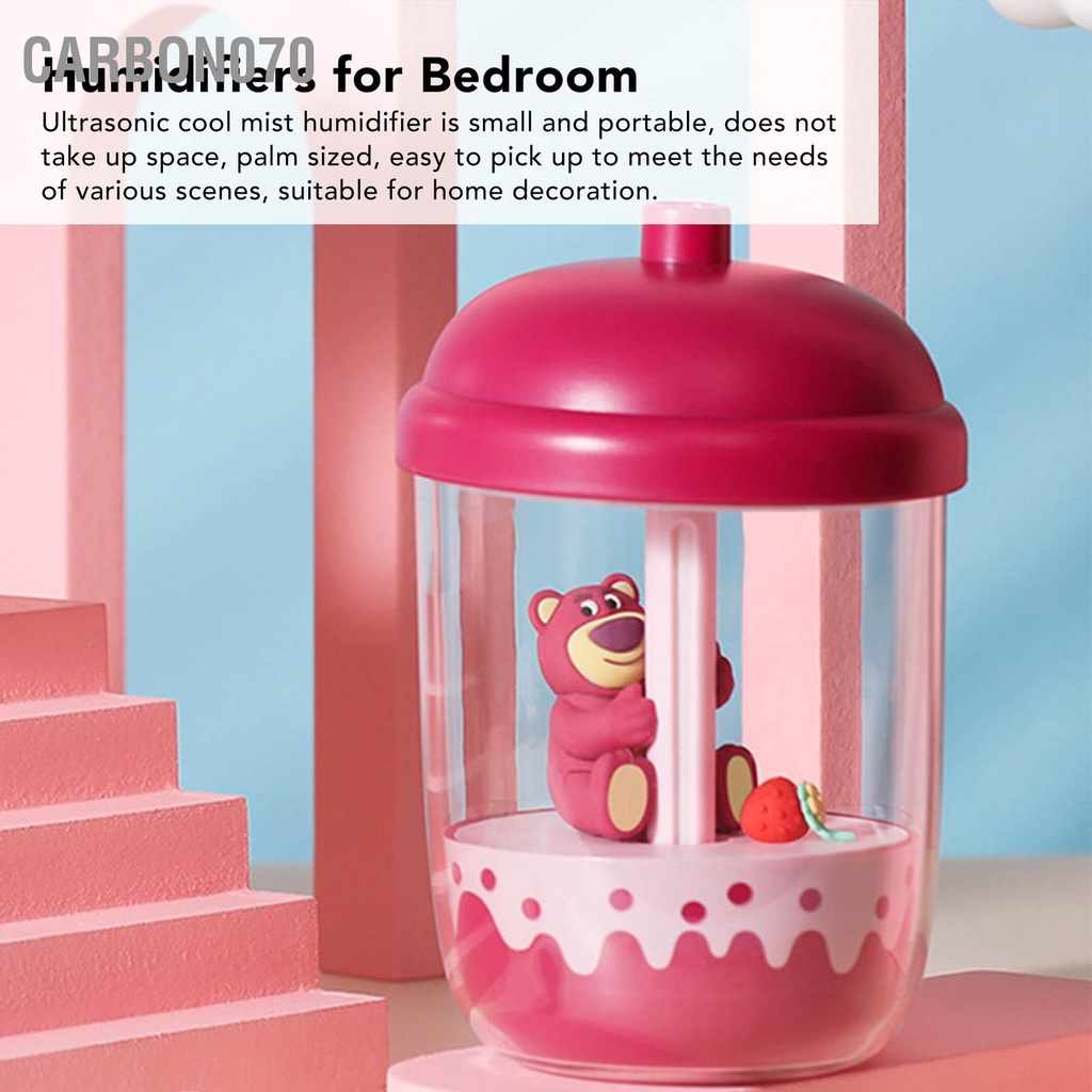 Carbon070 Máy tạo độ ẩm phun sương siêu âm Gấu dễ thương Im lặng An toàn không khí nhỏ cho phòng ngủ Văn tại nhà 300ml