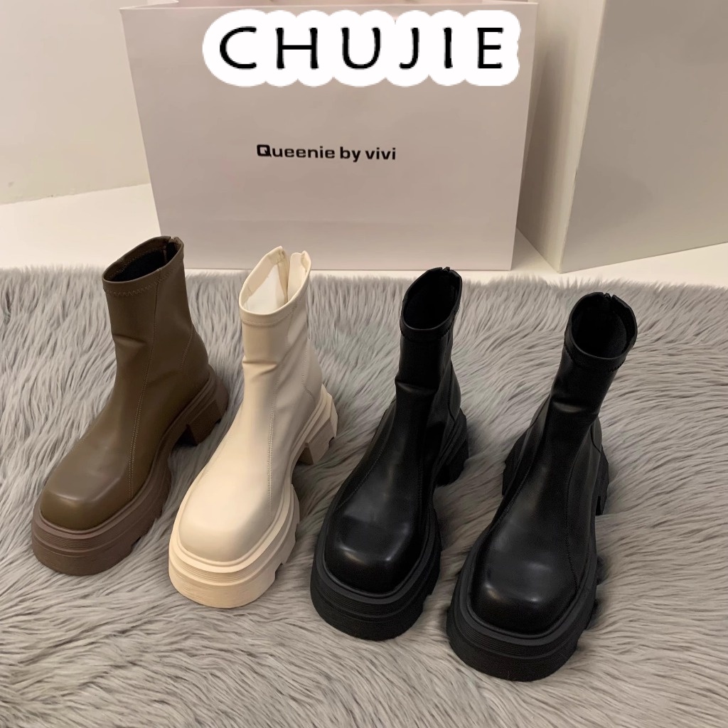 CHUJIE giày nữ boot nữ bột Thời trang trăm mốt Đẳng cấp Điệu đà Lịch lãm Dễ dàng phối đồ FSX2300DG1 41Z231009