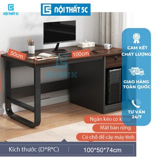 Bàn làm việc, bàn học Nội Thất 5C để máy tính cây kèm ngăn kéo có khóa,mặt bàn kích thước lớn khung chắc chắn chống gỉ