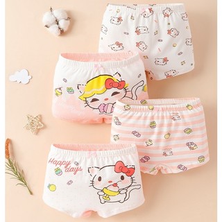 Bộ 4 Quần Lót Boxer Cotton Kháng Khuẩn Cỡ Vừa / Lớn Thời Trang Xinh Xắn Cho Bé Gái