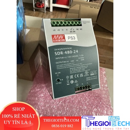 FUENTE DE ALIMENTACION RIEL DIN 24VDC 20A MEAN WELL SDR-480-24