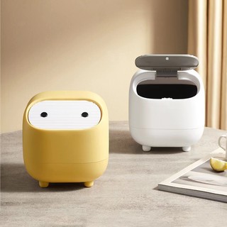 Thùng Rác Mini Hai Tầng Dạng Đẩy Màu Tương Phản Dễ Thương Để Bàn