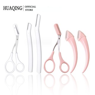HUAQING Bộ 3 Kéo Tỉa Lông Mày Kèm Lược Chải Bằng Thép Không Gỉ