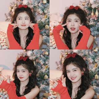 Kẹp Tóc Nơ Nhung Đỏ Mừng Năm Mới