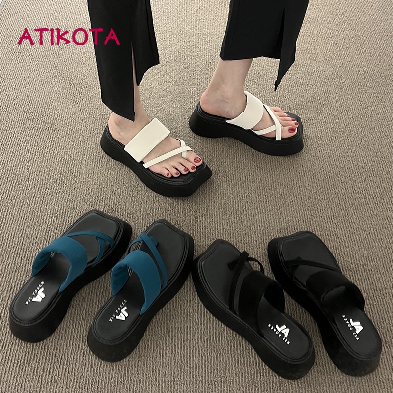 Dép Sandal Xỏ Ngón Mũi Vuông Đơn Giản Thoải Mái Phong Cách Retro Cho Nữ