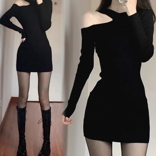 Váy body Đầm Dệt Kim Tay Dài Dáng Ôm Thời Trang Thu Đông Cho Nữ