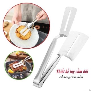 Kẹp gắp thức ăn bằng inox xẻng kẹp lật đồ ăn nhà bếp tiện lợi đa năng