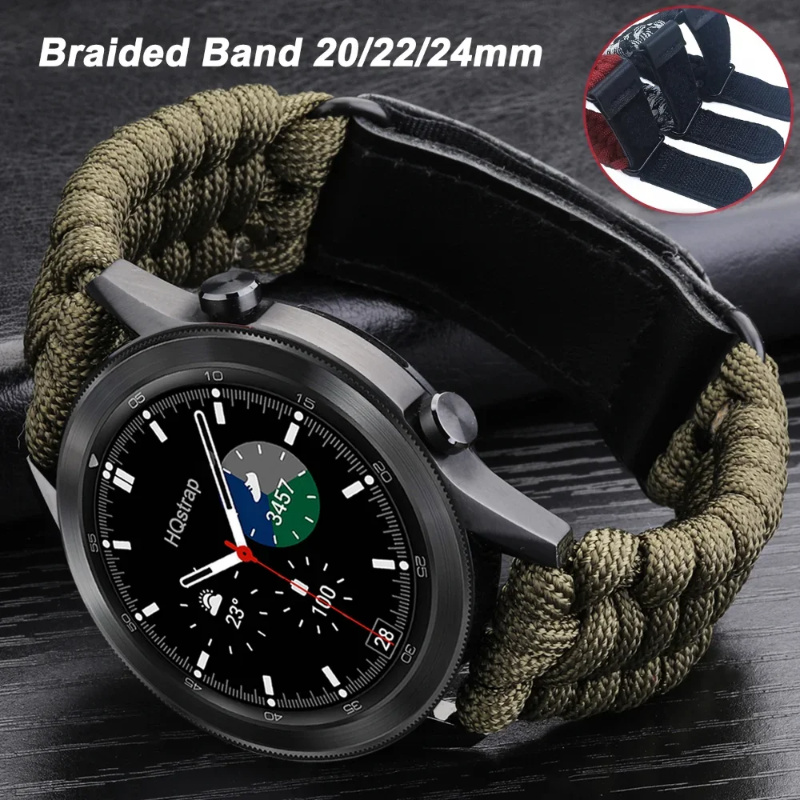 Dây đeo đồng hồ bện thể thao 22mm 20mm cho Samsung Galaxy Watch 5 Watch4 3 Vòng đeo tay Nylon cho Hu