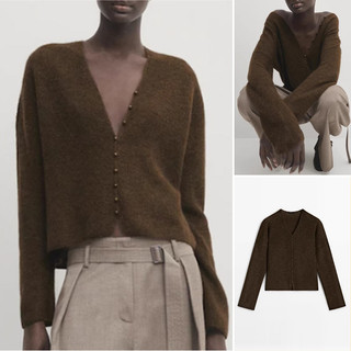 Áo Khoác Cardigan Dệt Kim Cổ V Dài Tay Thời Trang Mùa Xuân ZA 755