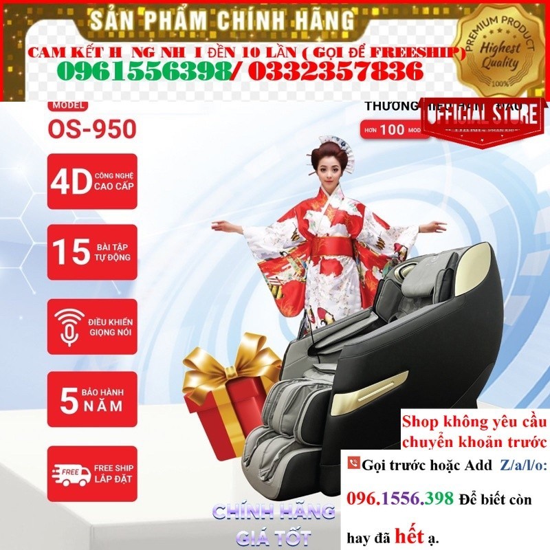Ghế massage toàn thân Okinawa OS-950 4D+, trị liệu , điều khiển giọg nói - @SALE