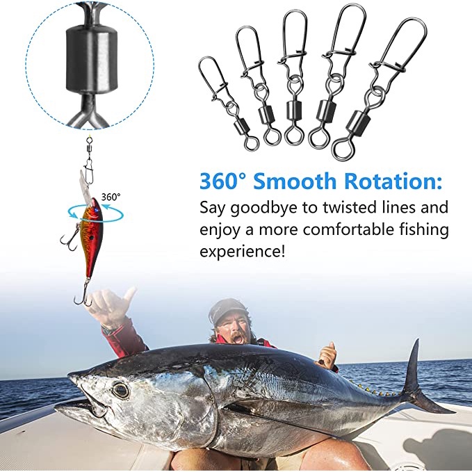 Set 50 Vòng Nối Xoay Câu Cá 10lb-110lb Bằng Thép Không Gỉ