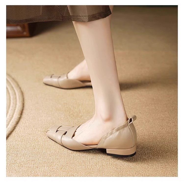 Giày Búp Bê Mũi Vuông Đế Thấp Thiết Kế Trẻ Trung Hợp Thời Trang
