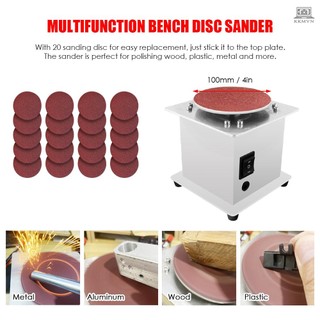 Mini Bench Disc Sander Electric Edge Sharpener 7 Variable Speed 20 Sanding Discs Self-adhesive DIY Benchtop Sanding Polishing Grinding Machine for Wood Plastic Metal