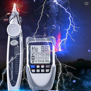 Handheld Portable Network Cable Tester LCD Large Screen Display Digital Wire Trackers Continuity Battery Voltage Polarity Checking POE Test Multi-function Cable Tester with Flashlight