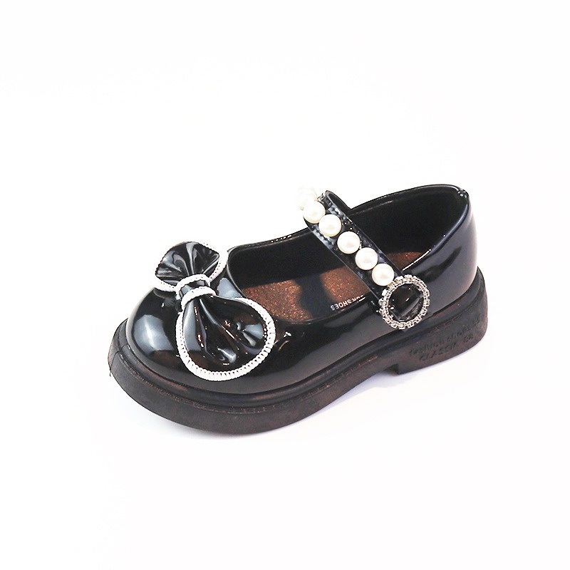 Giày công chúa bé gái Giày Búp Bê Bé Gái Quai Ngang Đính Ngọc Giày Công Chúa Khoá Dán Nơ Viền Da Siêu Mềm Cho Bé 1-10 Tuổi-AD6167