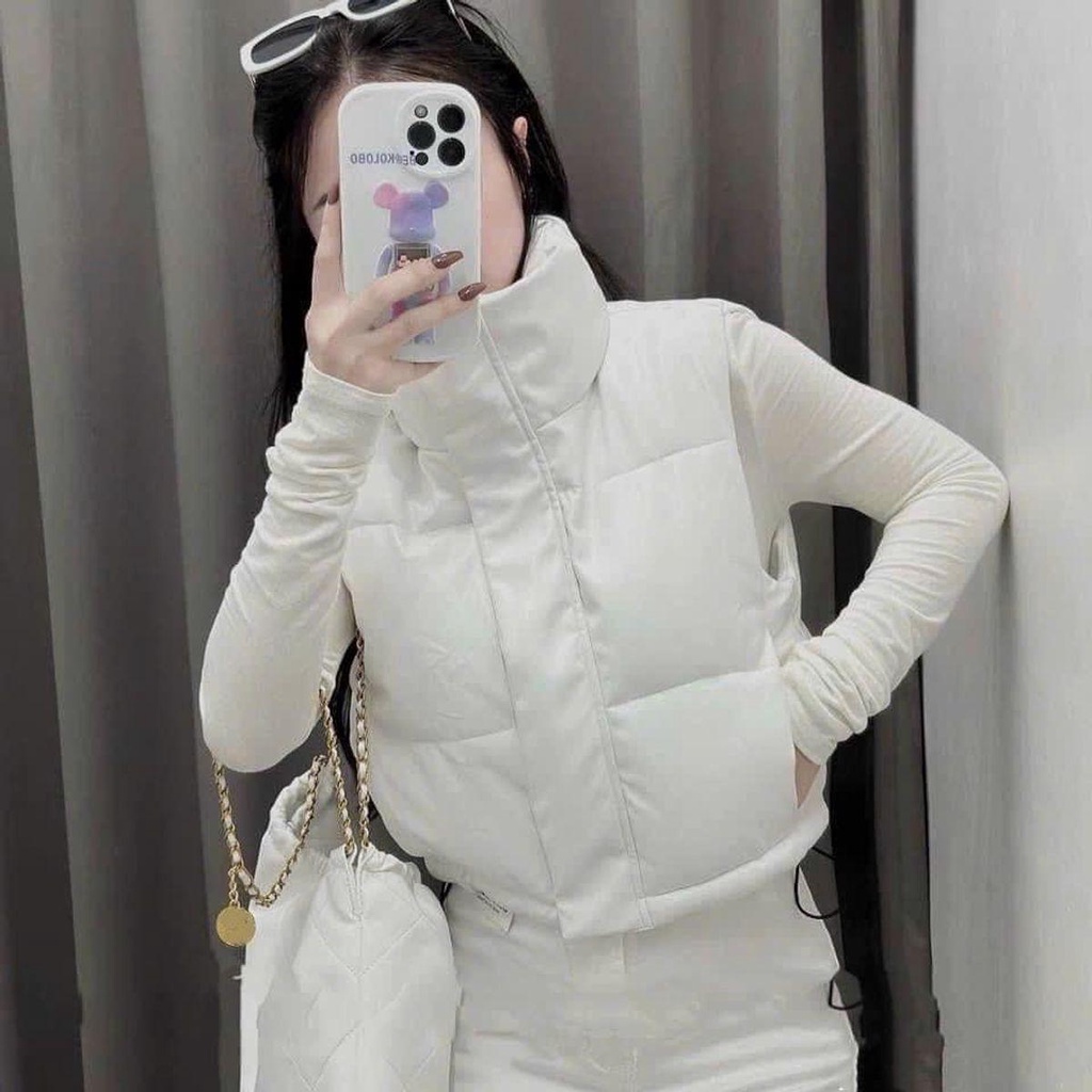 Áo khoác phao Gile da trần chỉ Vivienne