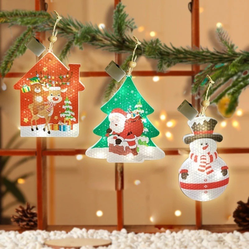 Đèn led Treo Trang Trí Giáng Sinh / Cửa Sổ Hình Bông Tuyết Hoạt Hình