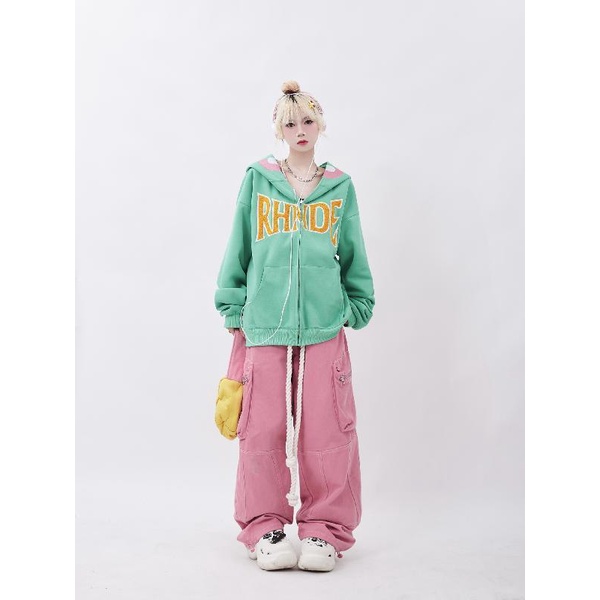 Trang Phục Mùa Thu Cho Nữ  Áo Khoác cardigan Có Mũ Trùm Đầu dopamine Hình Khủng Long Hoạt Hình Vui Nhộn Sáng Tạo Mùa Thu