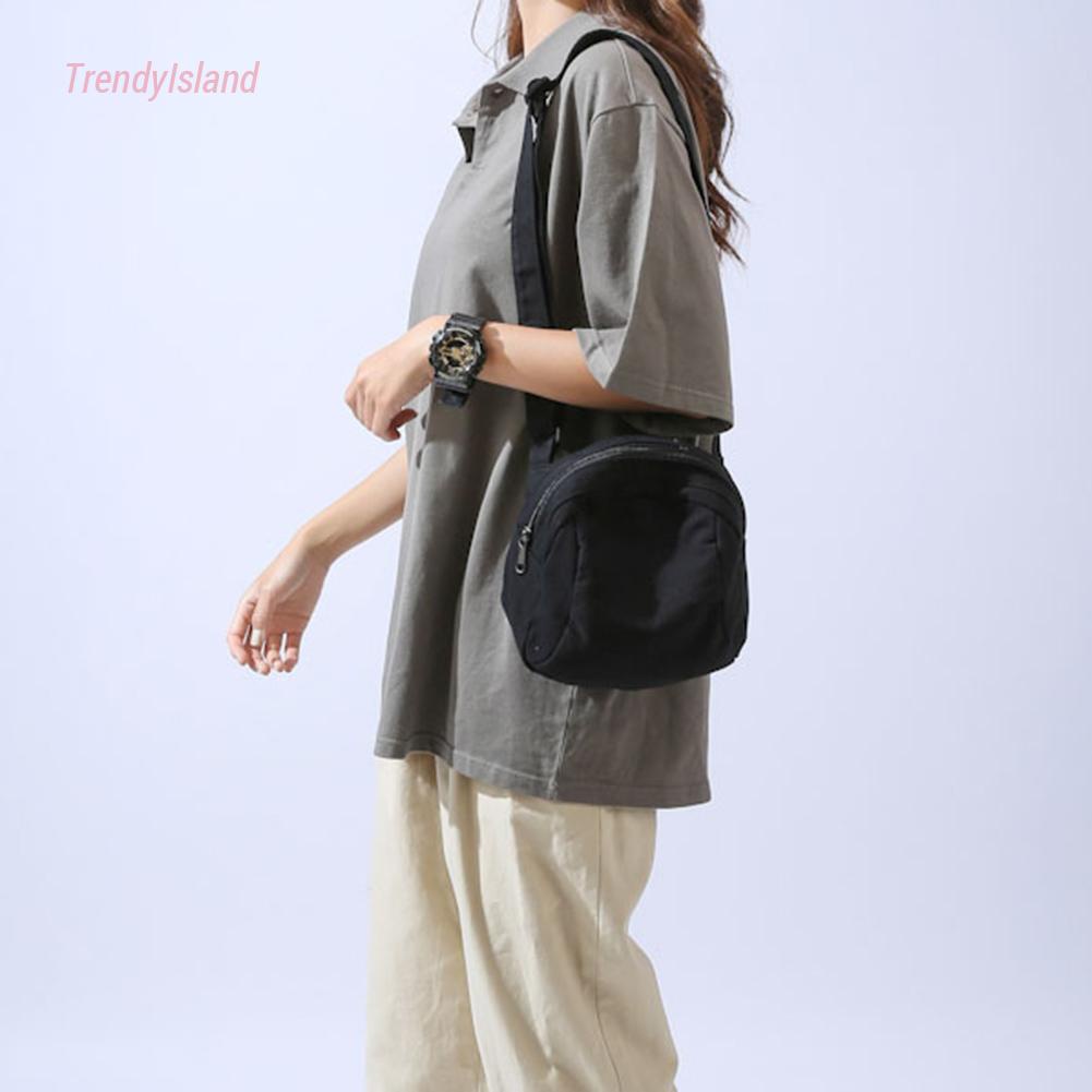 Túi Đeo Chéo Vải canvas Màu Trơn Có Khóa Kéo Phong Cách Thể Thao Thời Trang unisex