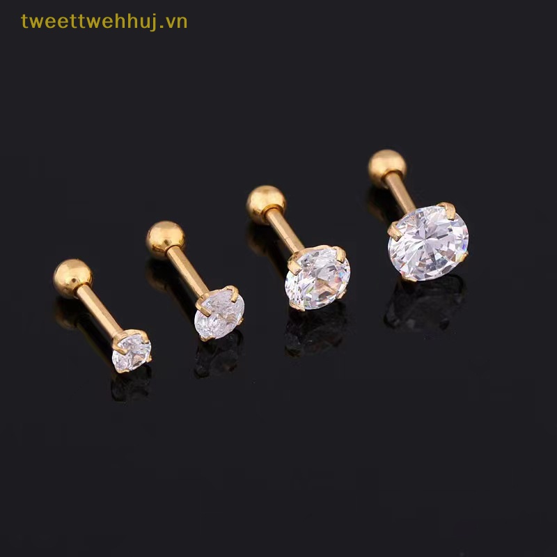 Tweehuj 1 Bông Tai 4 Chấu Đính Đá Thời Trang Cho Nam / Nữ vn