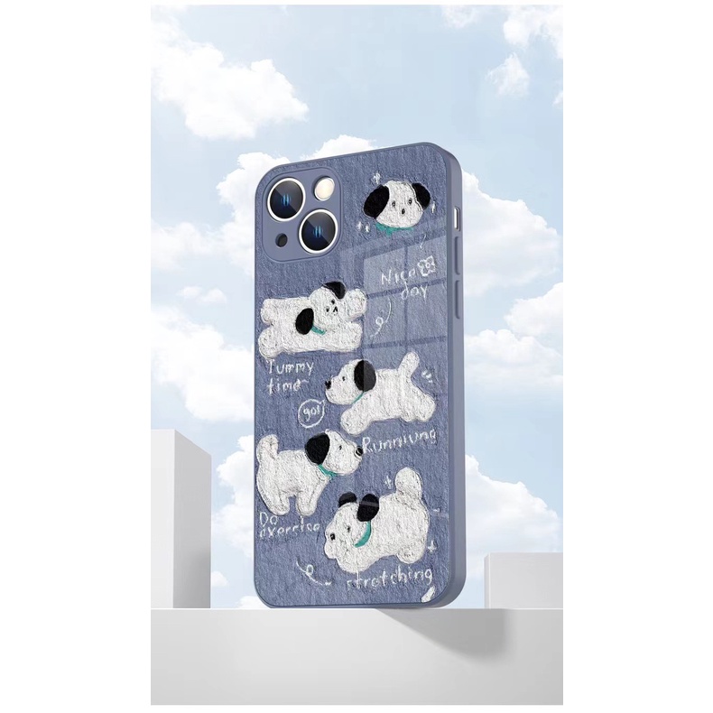 Ốp Điện Thoại Mặt Kính In Hình Vịt Và Chó Cho iphone 15 promax 14 13promax 12 11pro 7 8plus xsmax