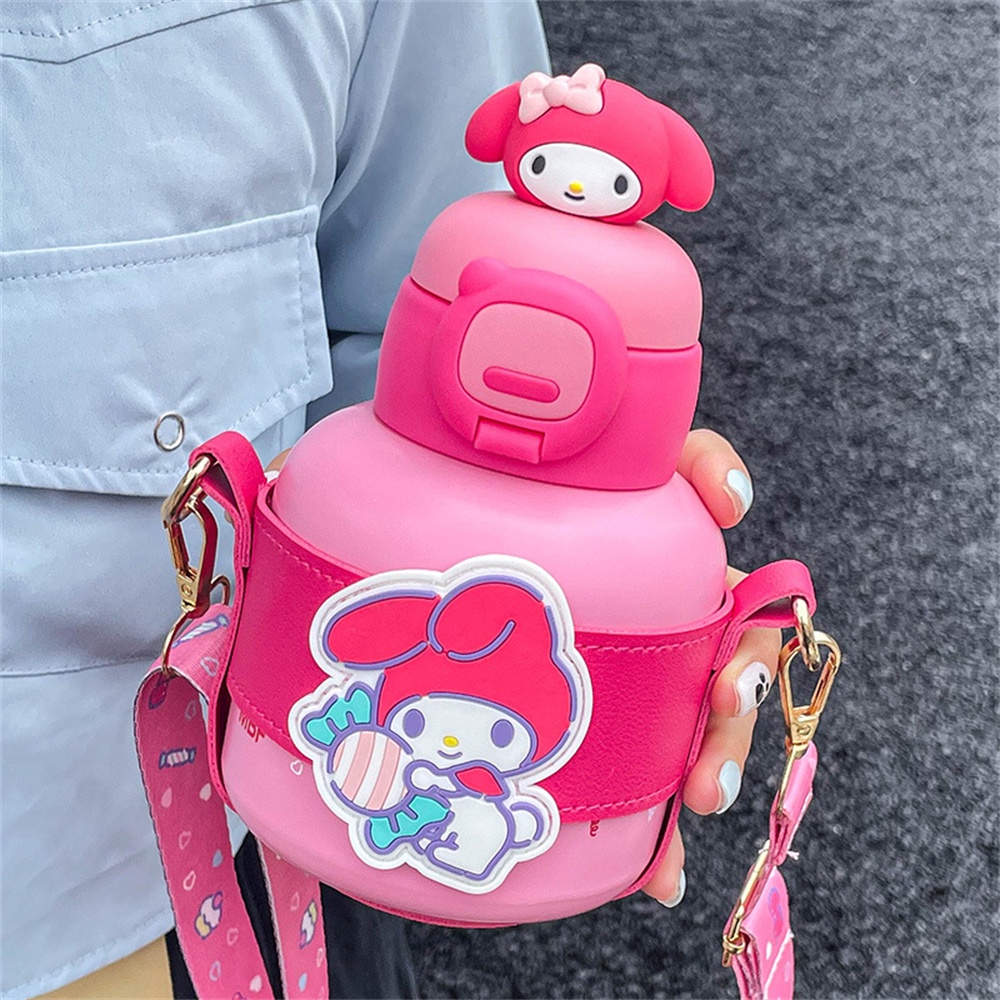 Sanrio Bình Nước Giữ Nhiệt 520ml Bằng Thép Không Gỉ Có Ống Hút Họa Tiết melody pochacco