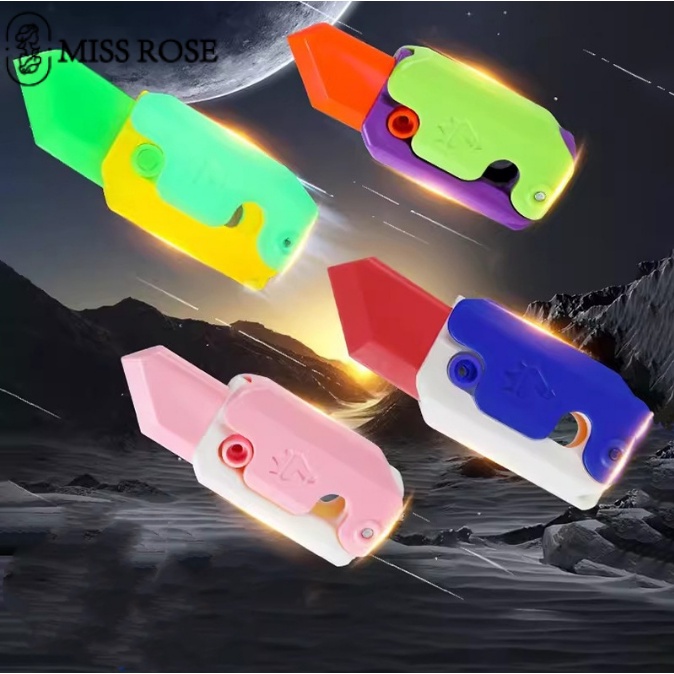 Miss Rose  Mini Mới 3D In Trọng Lực Thẳng Ra Lược Sáng Tạo Nhảy Cà Rốt Dao Dạ Quang Mô Hình Đồ Chơi Bé Trai Bé Gái Quà Tặng Đồ Chơi Giải Nén