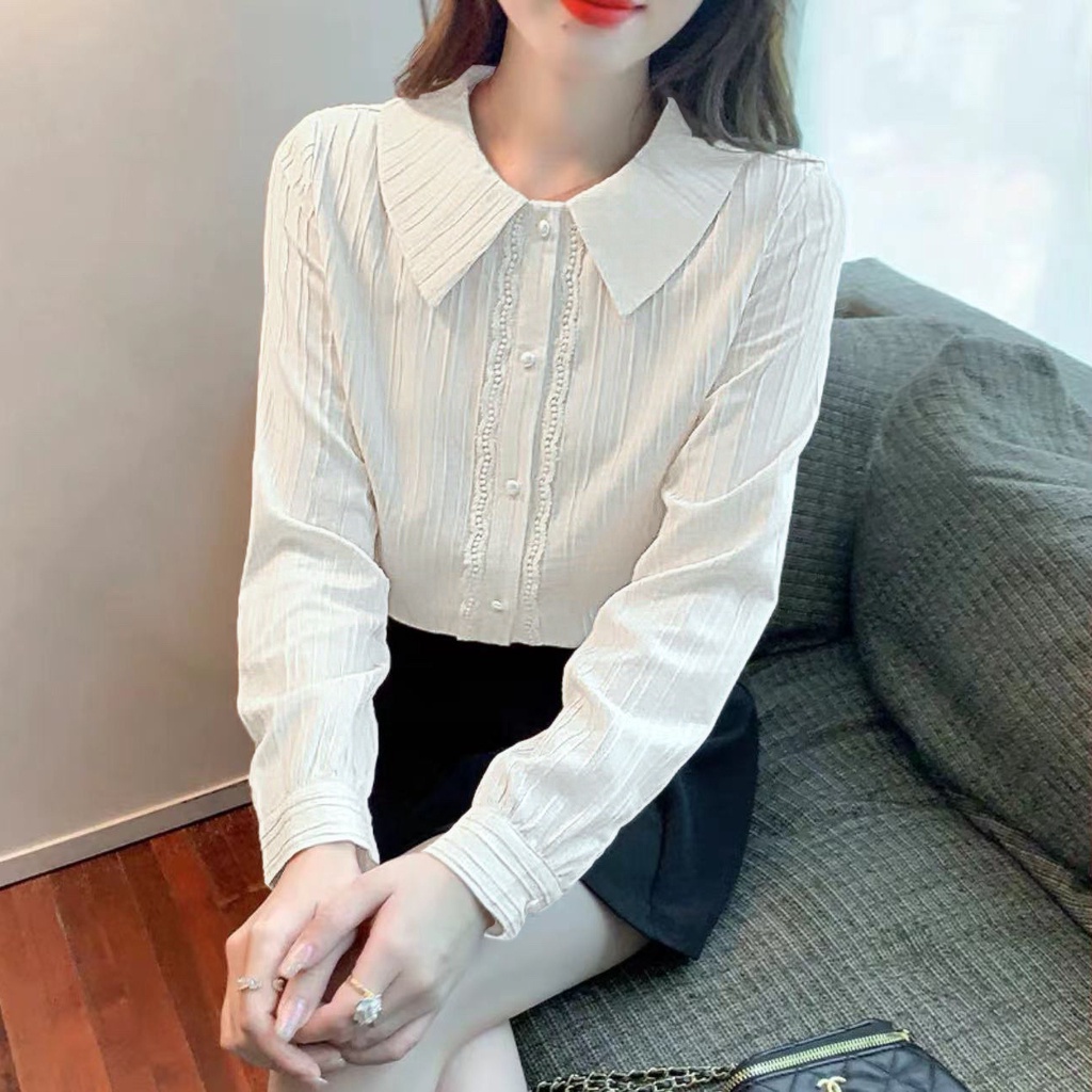 Áo Sơ Mi chiffon Tay Dài Cổ Búp Bê Phong Cách Thời Trang Mùa Thu Mới 2023