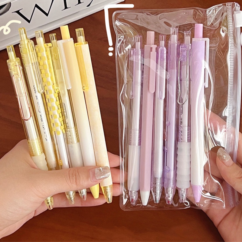 Set 6 Bút Bi Ngòi 0.5mm Mực Đen Nhanh Khô