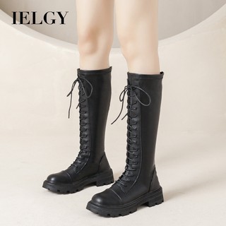 Ielgy giày bốt cổ cao phối khóa kéo sau lưng cá tính cho nữ