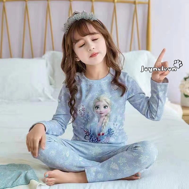 Bộ Đồ Ngủ Pijama Dài Tay In Hình Công Chúa elsa / joyncleon frozen Thời Trang Mùa Thu Mới Cho Bé Gái