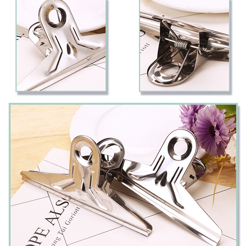 Kẹp Giữ Tiền Giấy / Túi Thực Phẩm Bằng Kim Loại Màu Bạc Cỡ Lớn 6inch Tiện Dụng Cho Gia Đình / Văn Phòng / Trường Học