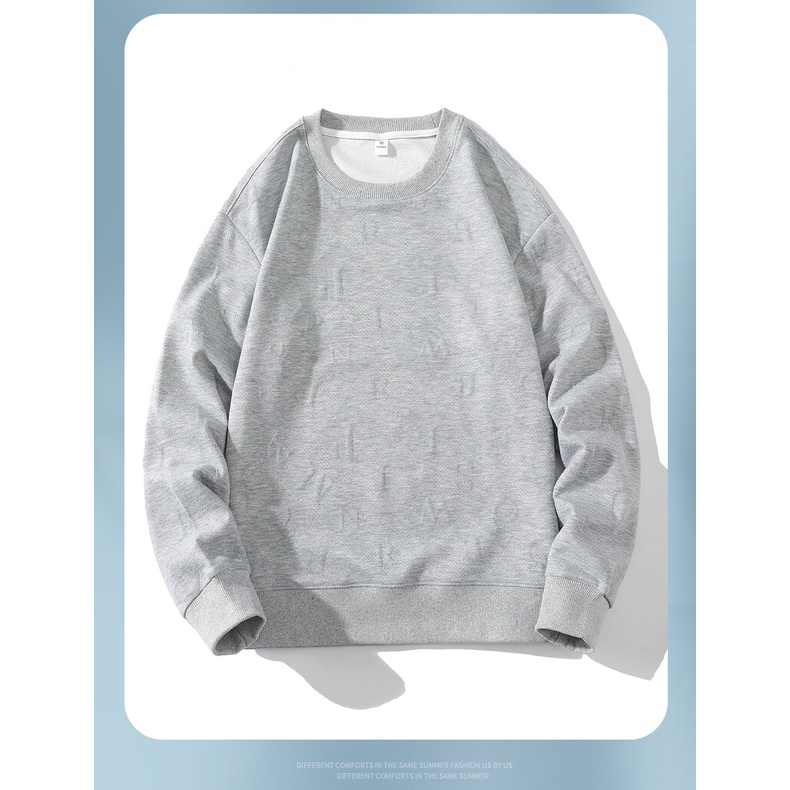 Áo sweater Cổ Tròn Tay Dài Màu Trơn Thời Trang Mùa Thu Cho Nam Giới Có size Lớn