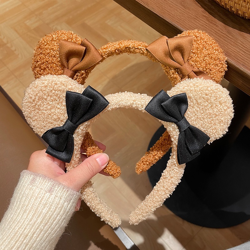 Băng đô cài tóc rửa mặt Tai Gấu Bằng Vải Bông Co Giãn Chống Trượt Dễ Thương Phong Cách Hàn Quốc