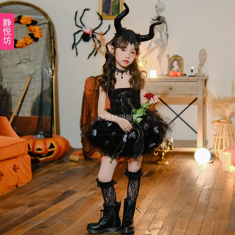 ♕ Nữ Hoàng Đen Quỷ Dài Sừng Bò Mũ Băng Đô Cosplay Phù Thủy Ác Mũ Trụ Halloween Lễ Hội Trang Phục Hóa Trang Tóc Hoop Prop Phụ Nữ Trẻ Em Băng Đô