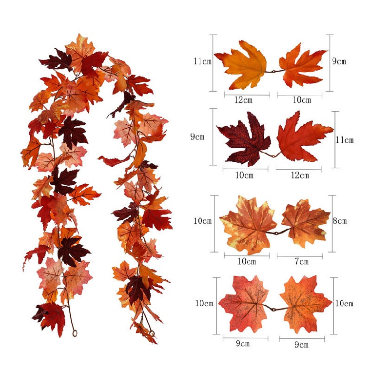Outdoor Hanging Vines Artificial Maple Leaf Fall Leaves Garland Decorations