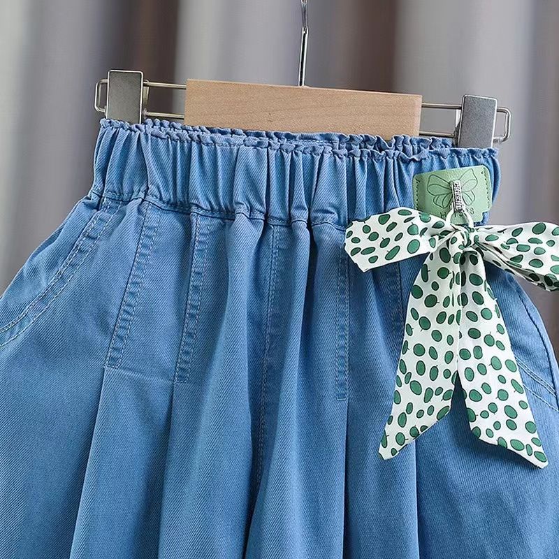 Quần Đùi denim Thời Trang Năng Động Cho Bé Gái