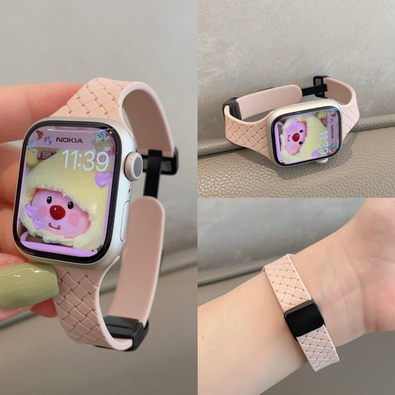 Dây Đeo Đồng Hồ Từ Tính Bằng silicone Siêu Mỏng Cho i-watch series 7 8 se 6 5 3 40mm 40mm 41mm 42mm 44mm 45mm 49mm 38mm