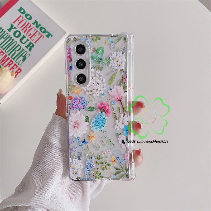 Bao Da Điện Thoại pc Cứng Trong Suốt Chống Sốc Họa Tiết Hoa Cho samsung galaxy z fold 5 z fold 4 Ốp