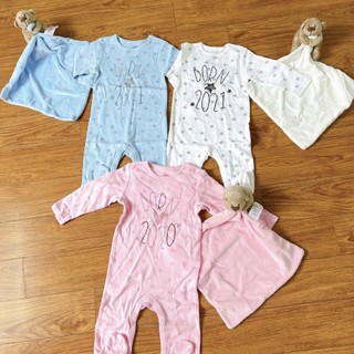 Body cotton dài tay liền tất kèm khăn gấu siêu xinh