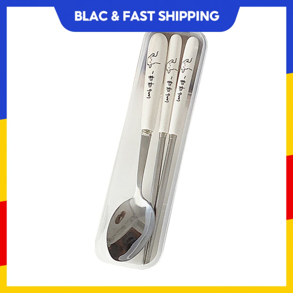 Bộ dao kéo nĩa cá nhân Bộ đồ ăn dễ lau chùi Sản phẩm gia dụng Thìa thép không gỉ Đồ dùng nhà bếp Không dễ rỉ sét Gốm sứ Dao kéo thép không gỉ Đũa blackpink11