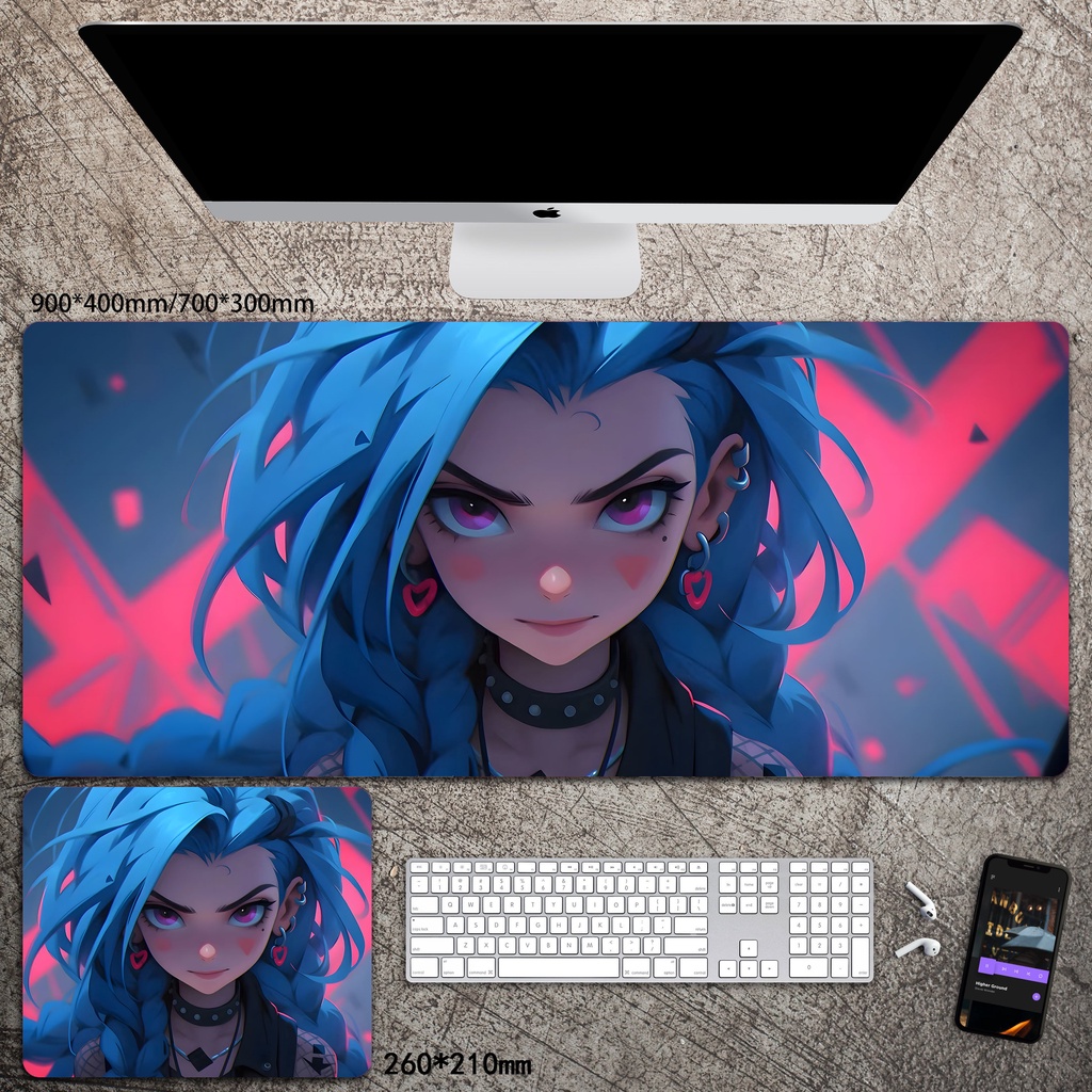 Tấm Lót Chuột Và Bàn Phím Cỡ Lớn In Hình Liên Minh Huyền Thoại jinx ali
