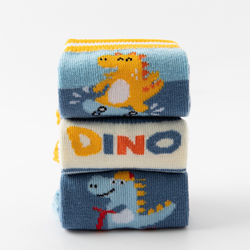 LJMOFA Vớ cotton Co Giãn Thoáng Khí In Họa Tiết Khủng Long Hoạt Hình Dễ Thương Cho Bé Trai