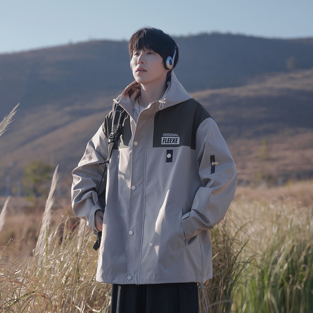 Áo Khoác Thể Thao Dáng Rộng Có Mũ Trùm Cá Tính Theo Phong Cách Xuân Thu Dành Cho Nam