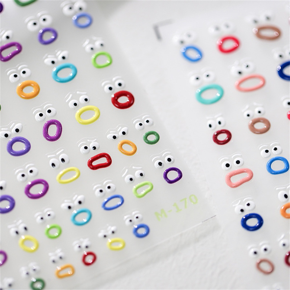New Craft Phim Hoạt Hình Dễ Thương Vui Nhộn Đôi Mắt Nhỏ Miệng Kỳ Lạ Vui Big Mouth Phim Hoạt Hình Nail Art Sticker Jelly Series Prettyhat